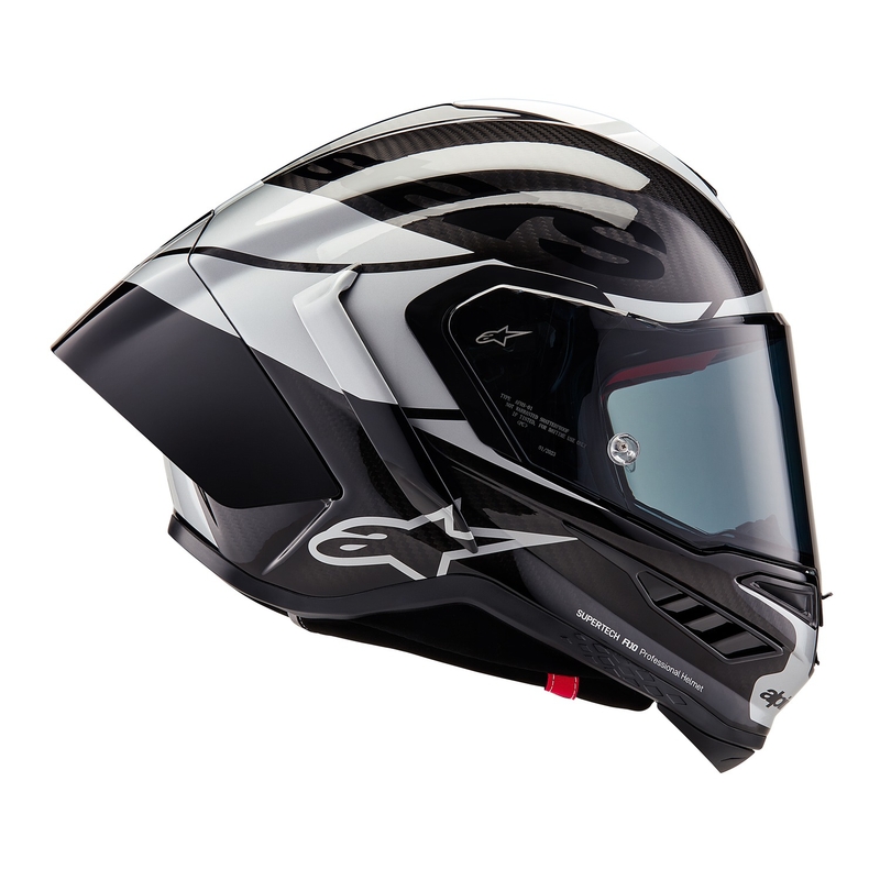 Casco integral de moto Alpinestars Supertech R-10 Element de carbono color plata y negro