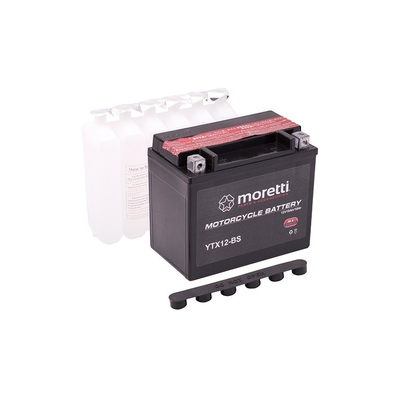 Konvenční motocyklová baterie Moretti MTX12-BS, 12V 10Ah