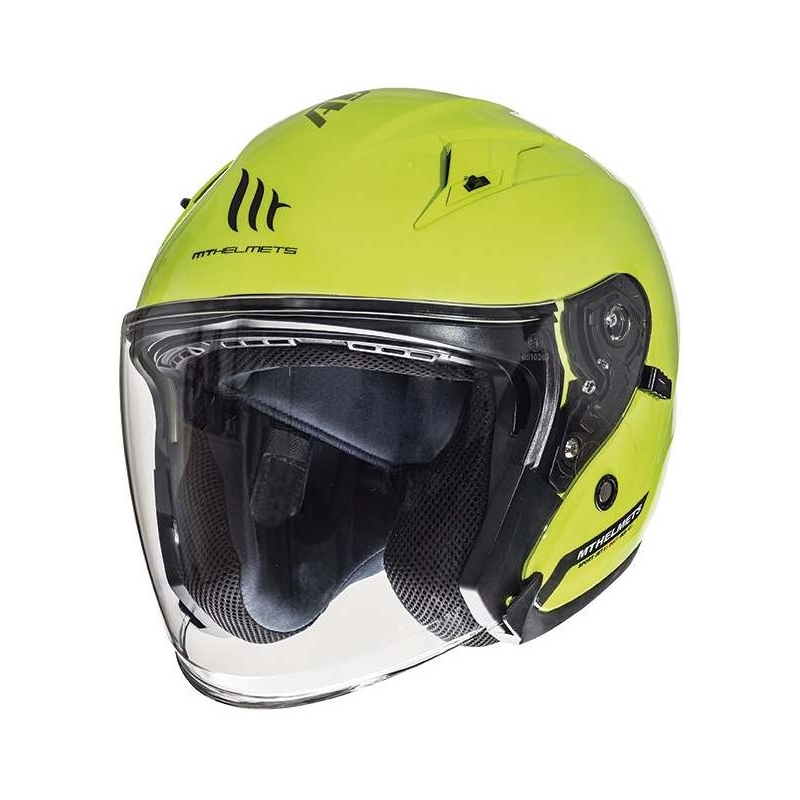 Casco moto abierto MT Avenue SV amarillo fluo liquidación