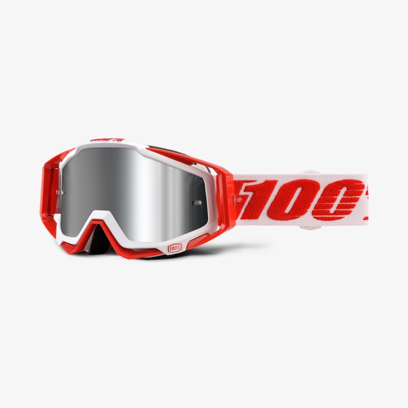 Brýle 100% Racecraft PLUS Bilal červeno-bílé (stříbrné plexi)