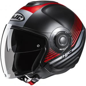 Casco de moto abierto HJC i40N Dova MC1SF negro-gris-rojo