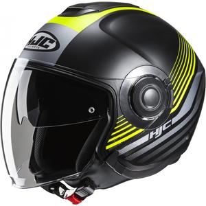 Casco de moto abierto HJC i40N Dova MC3HSF negro-amarillo fluo