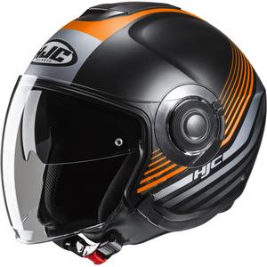 Casco de moto abierto HJC i40N Dova MC7SF negro-gris-naranja