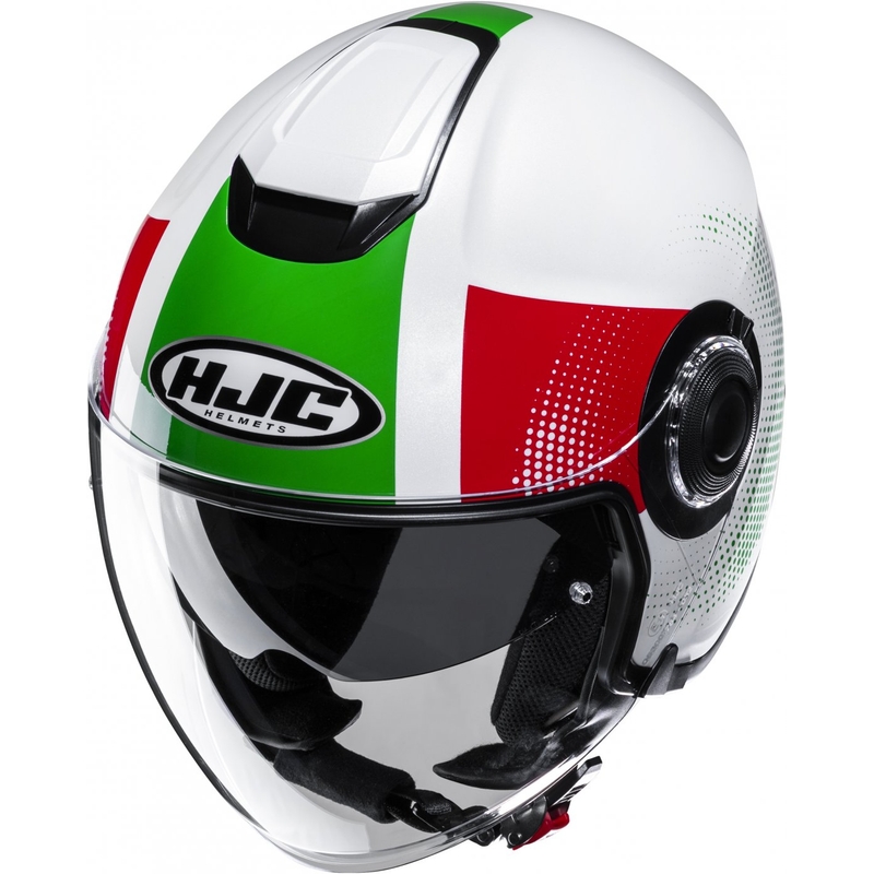 Casco de moto abierto HJC i40N Pyle MC41 rojo-verde-blanco