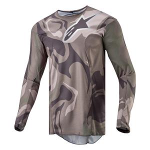 Camiseta de motocross táctica Alpinestars Racer verde camuflaje marrón