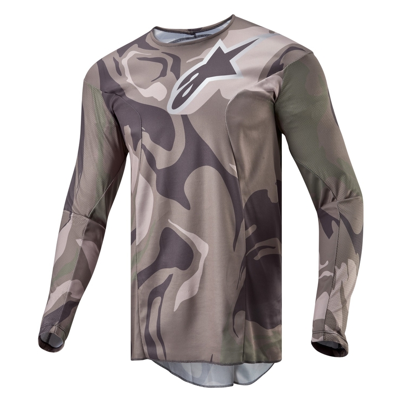 Camiseta de motocross táctica Alpinestars Racer verde camuflaje marrón