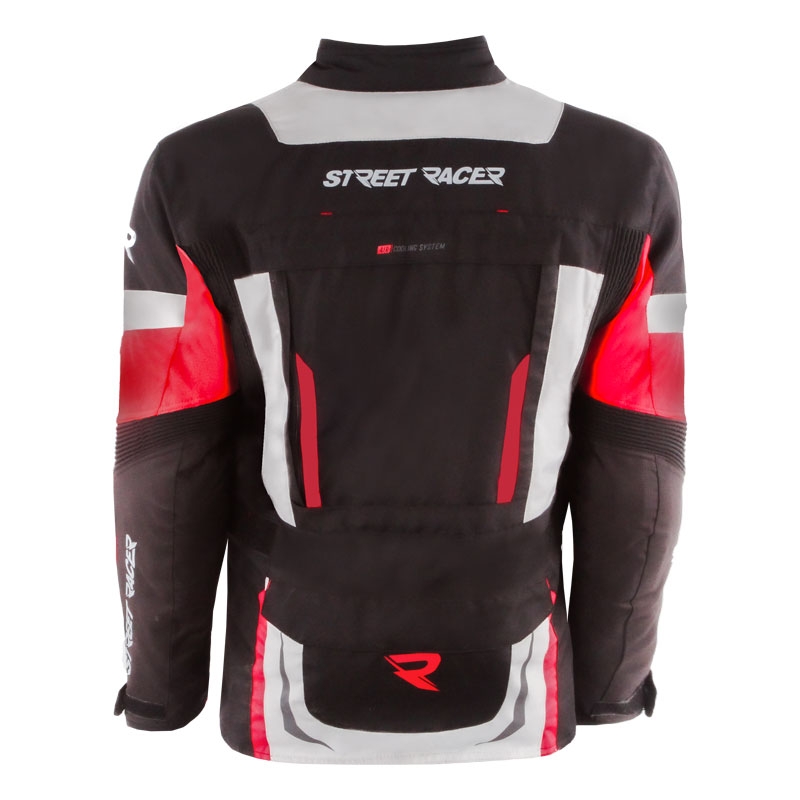 Chaqueta de moto Street Racer Hilax negro-gris-rojo