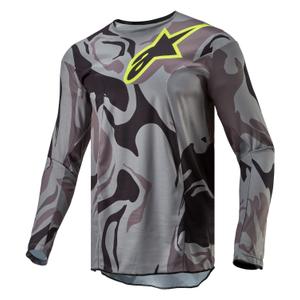 Camiseta de motocross Alpinestars Racer Tactical gris camuflaje-amarillo fluorescente-negro