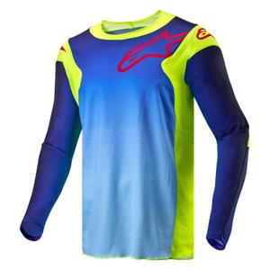 Camiseta de motocross Alpinestars Racer Hoen en amarillo fluorescente, azul y rojo