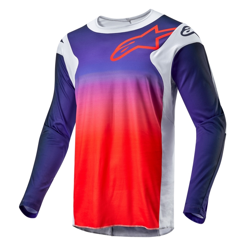 Camiseta de motocross Alpinestars Racer Hoen gris-azul-naranja