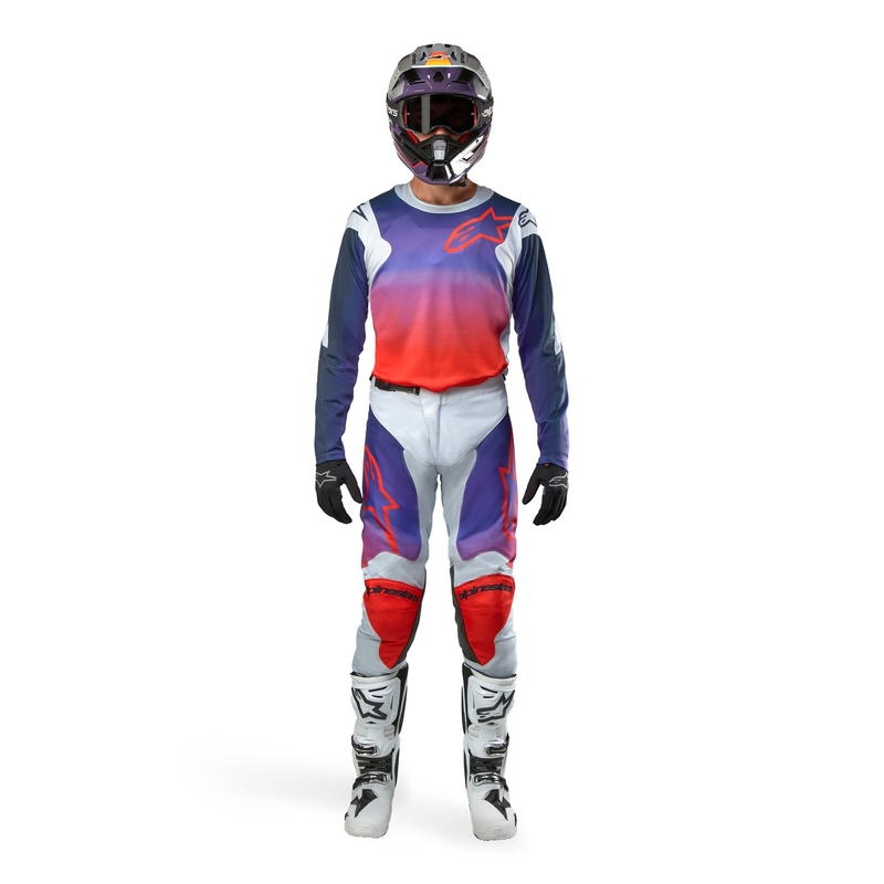 Camiseta de motocross Alpinestars Racer Hoen gris-azul-naranja