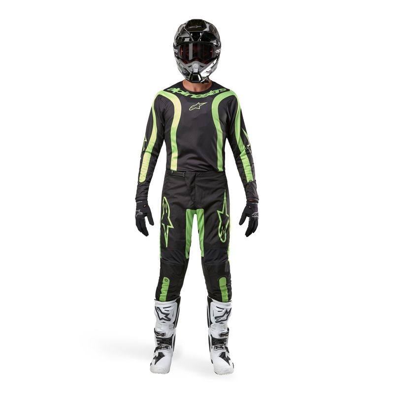 Camiseta de motocross Alpinestars Fluid Lurv negra y amarilla fluorescente