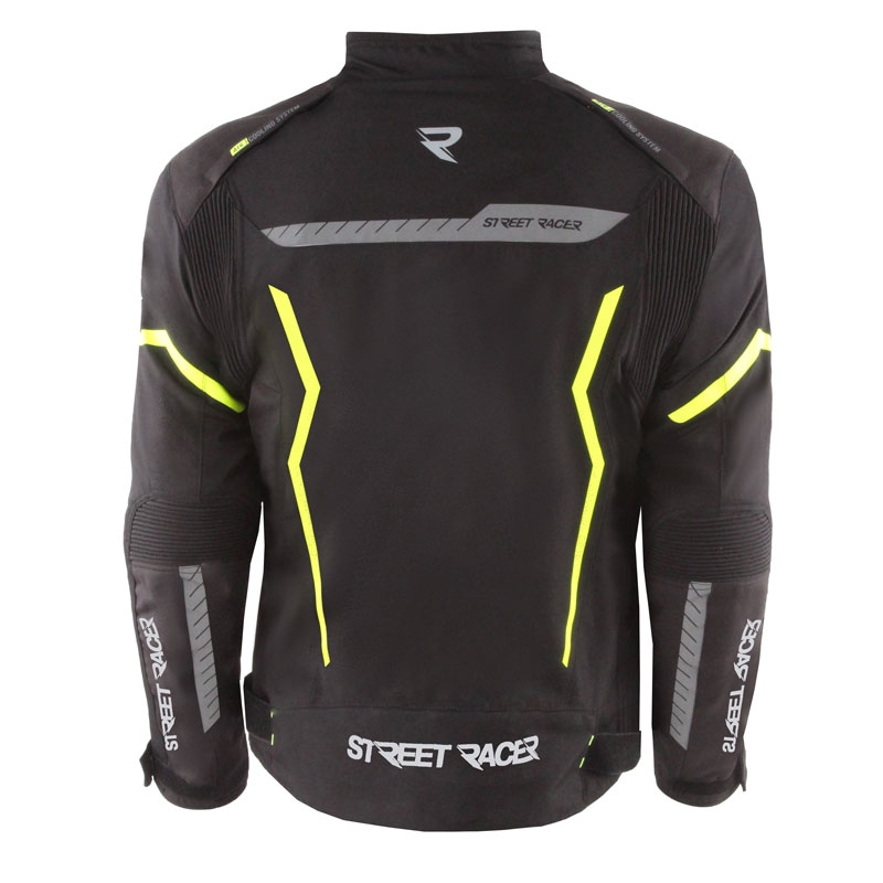 Chaqueta de moto Street Racer Flex negro-amarillo fluorescente