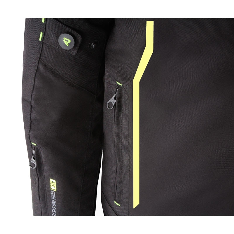 Chaqueta de moto Street Racer Flex negro-amarillo fluorescente