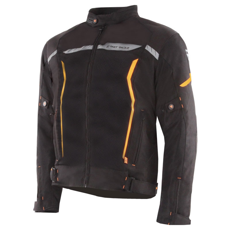 Chaqueta de moto Street Racer Flex Air negro-naranja