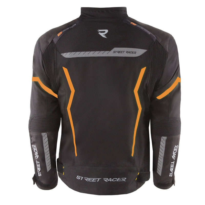 Chaqueta de moto Street Racer Flex negro-naranja
