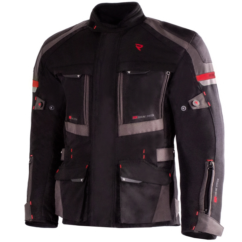 Chaqueta de moto Street Racer Rocket negro-gris-rojo