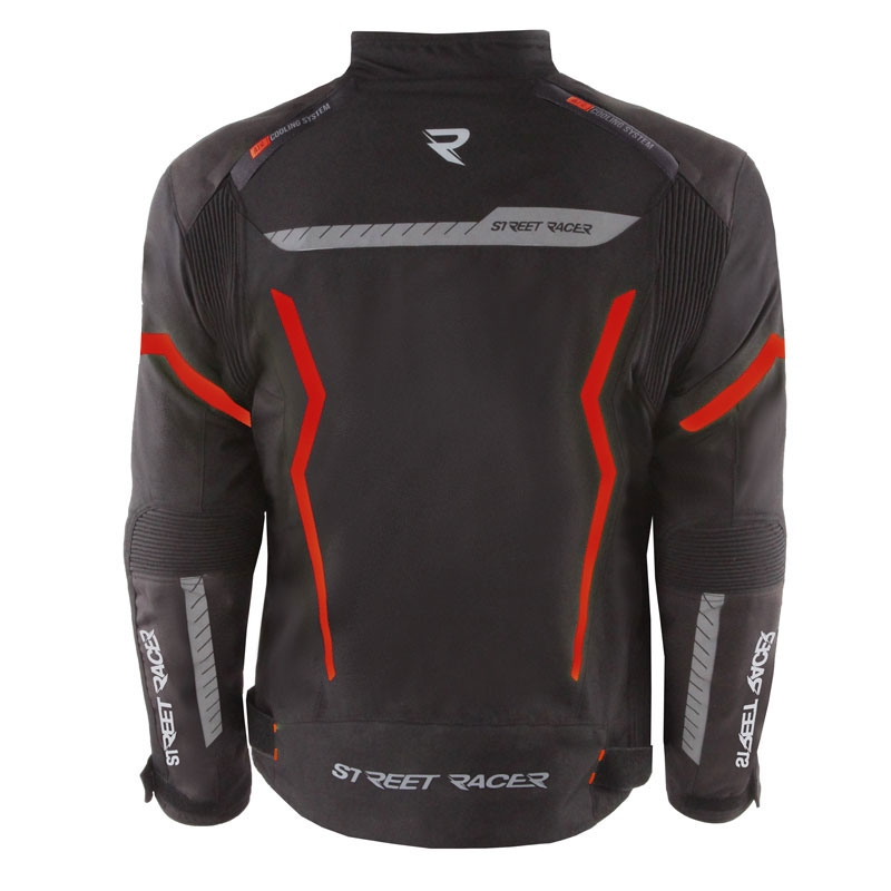 Chaqueta de moto Street Racer Flex negra y roja