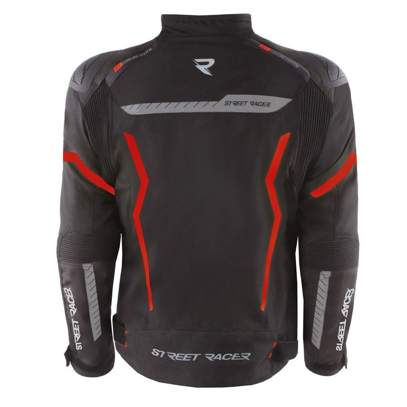 Chaqueta de moto Street Racer Flex EVO negra y roja