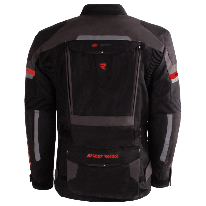 Chaqueta de moto Street Racer Rocket negro-gris-rojo