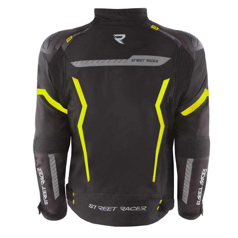 Chaqueta de moto Street Racer Flex EVO negro-amarillo fluo
