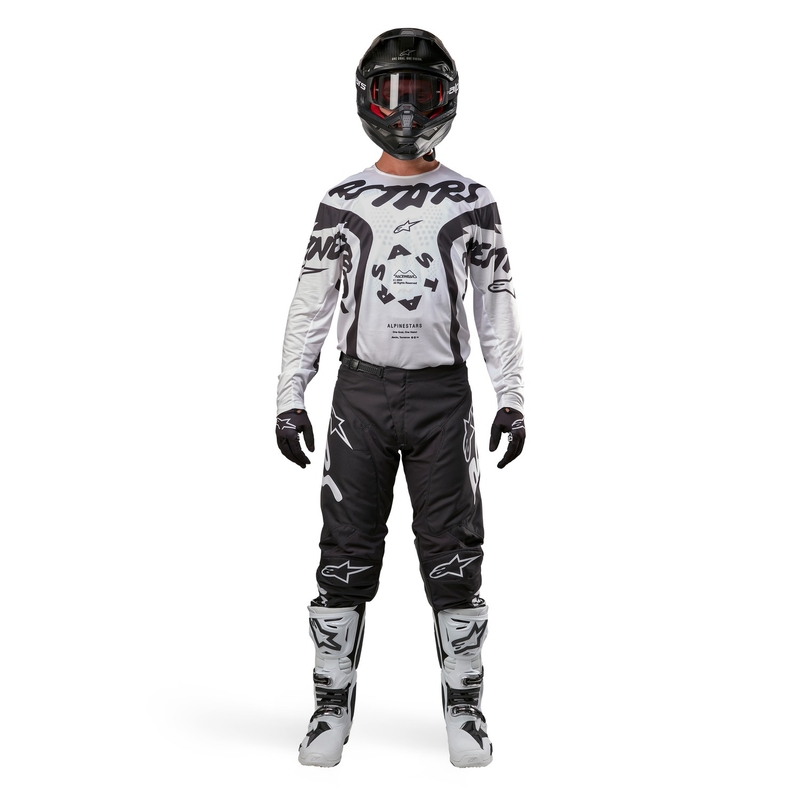 Camiseta de motocross Alpinestars Racer Hana en blanco y negro