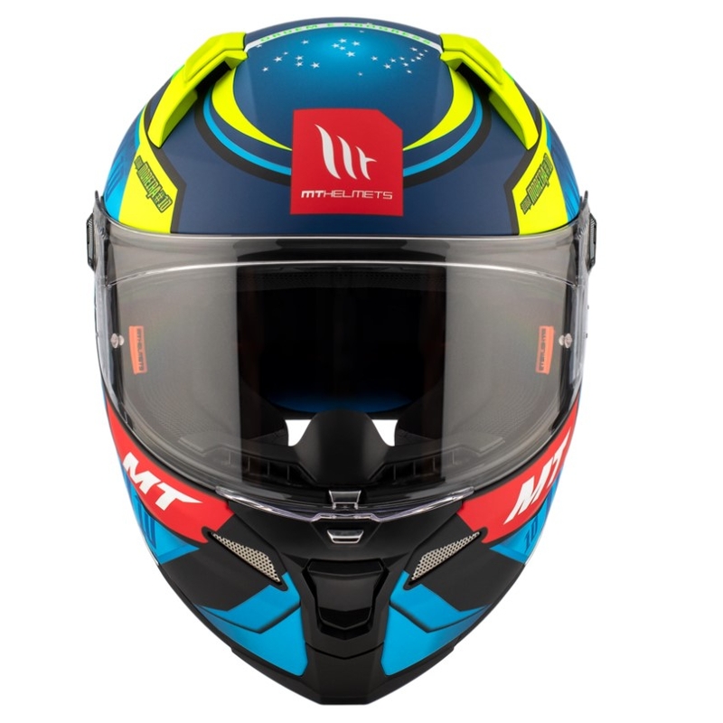 Casco integral de moto MT Revenge 2 S Moreira A7 azul-verde