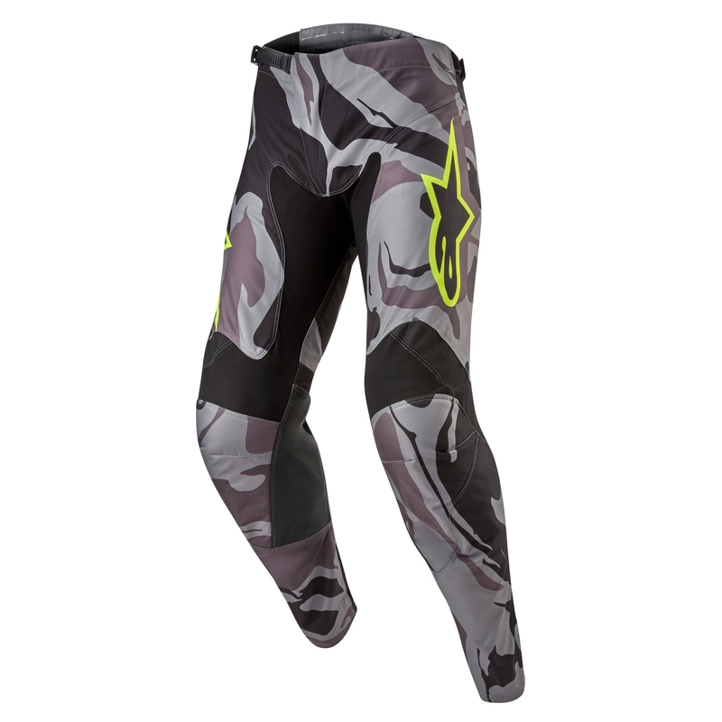 Pantalones de motocross Alpinestars Racer Tactical gris camuflaje-amarillo fluorescente-negro