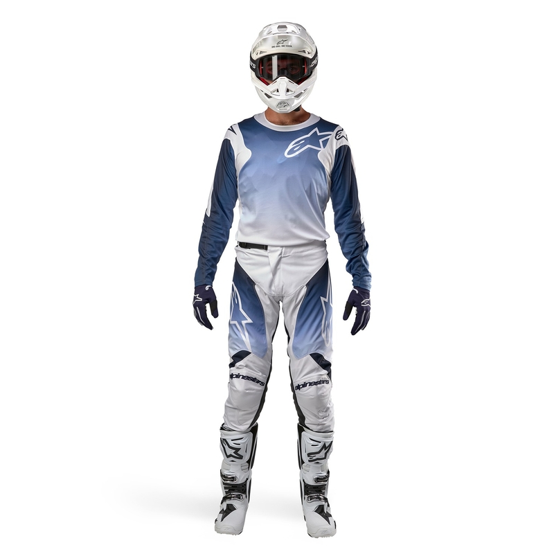 Pantalones de motocross Alpinestars Racer Hoen blanco-azul