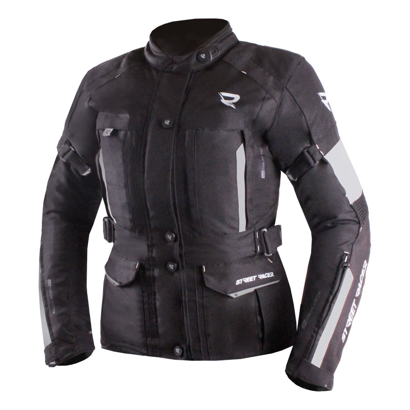 Chaqueta de moto para mujer Street Racer Hilax negro-gris
