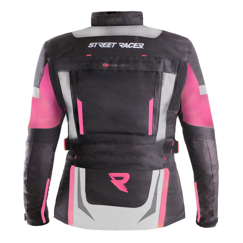 Chaqueta de moto para mujer Street Racer Hilax negro-gris-rosa