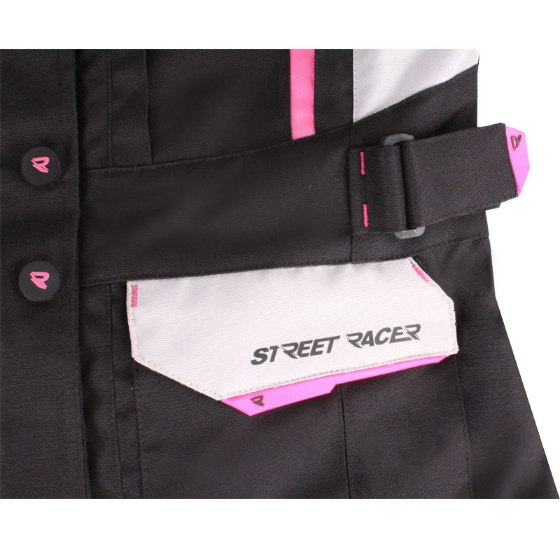 Chaqueta de moto para mujer Street Racer Hilax negro-gris-rosa