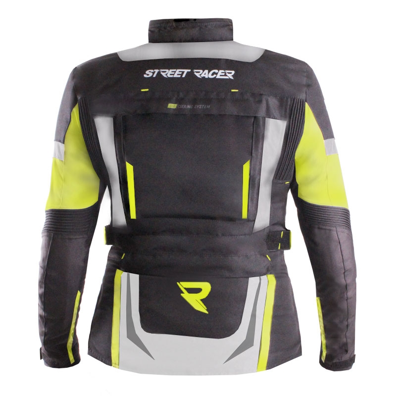 Chaqueta de moto para mujer Street Racer Hilax negro-gris-amarillo flúor