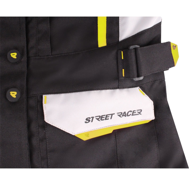 Chaqueta de moto para mujer Street Racer Hilax negro-gris-amarillo flúor