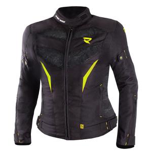 Chaqueta de moto para mujer Street Racer Rose Black-Fluo Yellow
