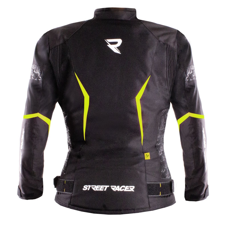 Chaqueta de moto para mujer Street Racer Rose Black-Fluo Yellow