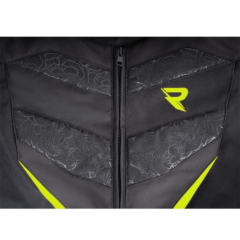 Chaqueta de moto para mujer Street Racer Rose Black-Fluo Yellow