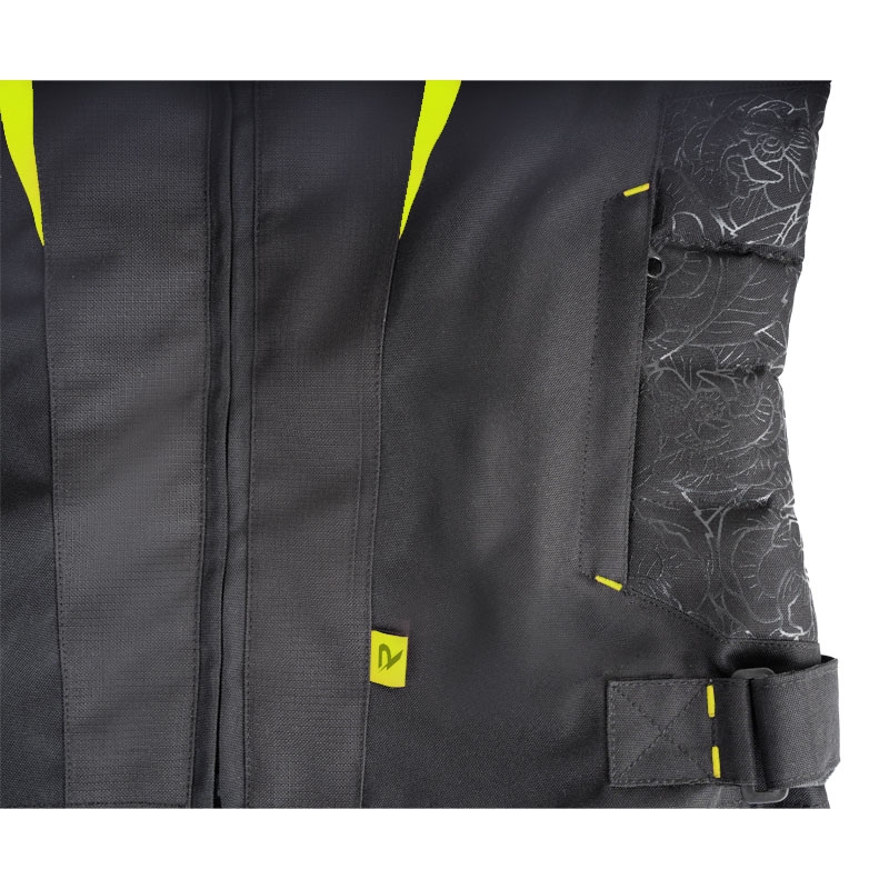 Chaqueta de moto para mujer Street Racer Rose Black-Fluo Yellow