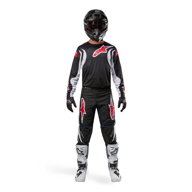 Pantalones de motocross Alpinestars Fluid Lucent negro-blanco-rojo