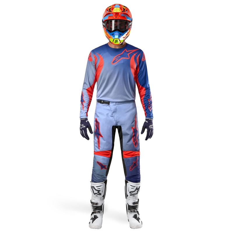 Pantalones de motocross Alpinestars Fluid Lucent azul-azul claro-naranja