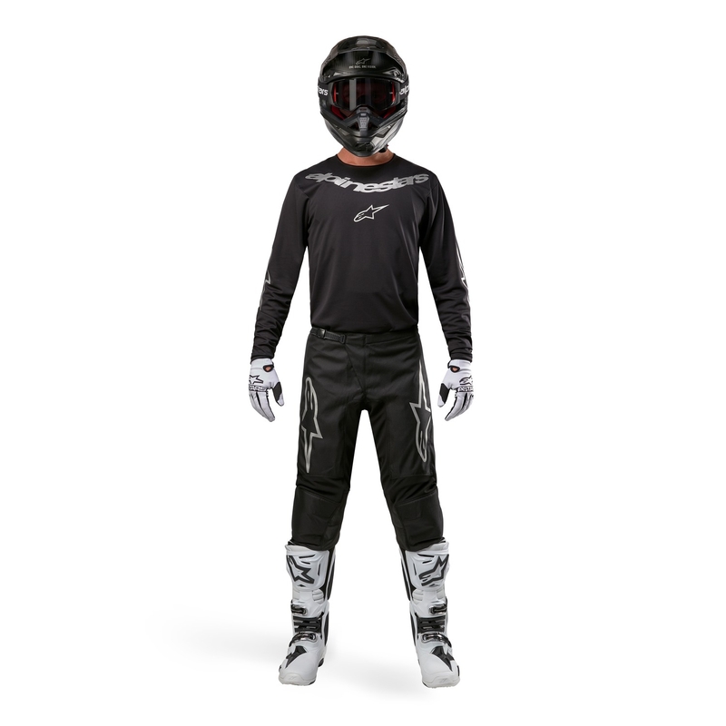 Pantalones de motocross Alpinestars Fluid Graphite negro-plata