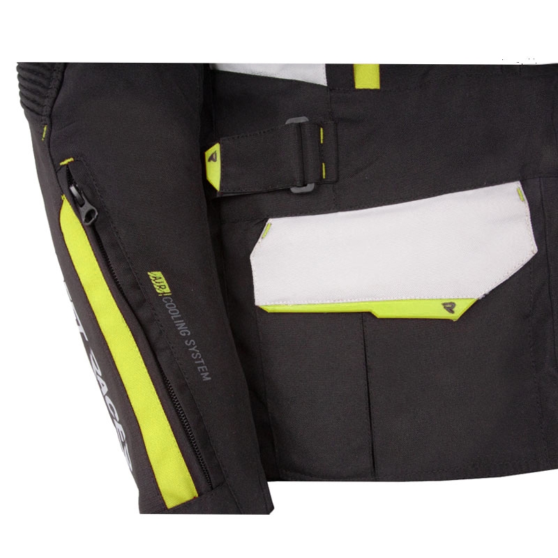 Chaqueta de moto Street Racer Hilax en negro-gris-amarillo fluorescente