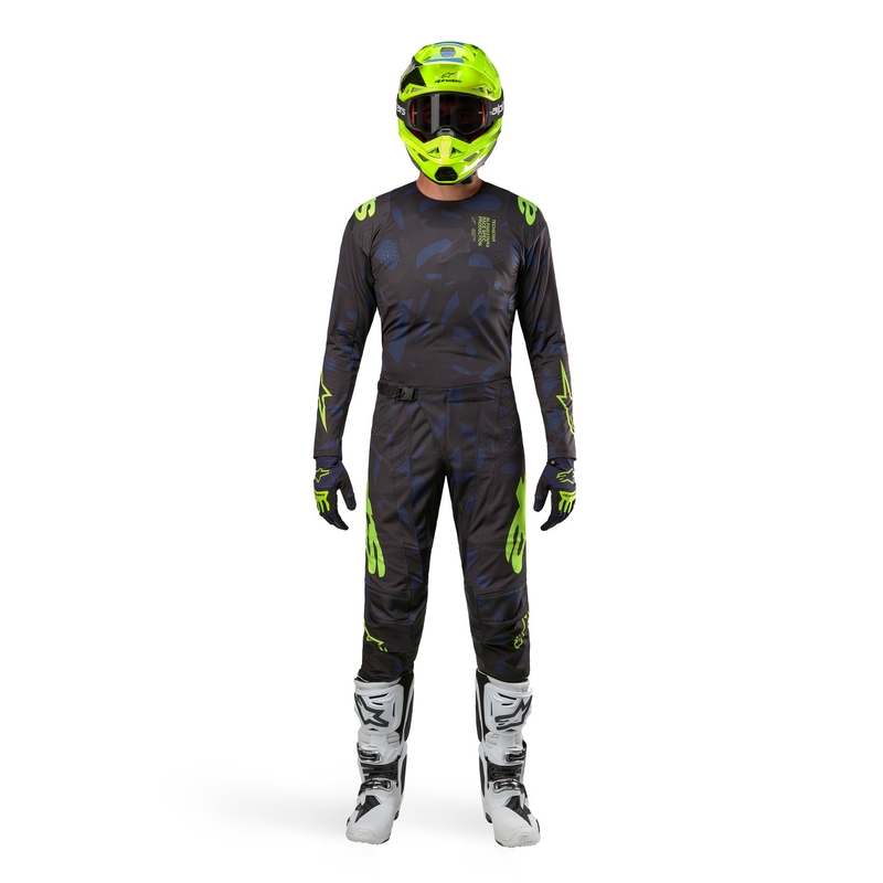 Pantalones de motocross Alpinestars Techstar Rantera negro-azul-amarillo fluorescente