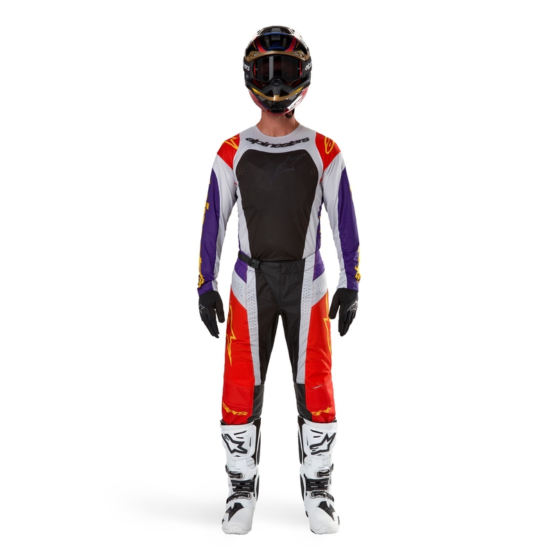 Pantalones de motocross Alpinestars Techstar Ocuri naranja-gris-violeta-amarillo liquidación