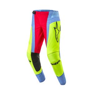 Pantalones de motocross Alpinestars Techstar Ocuri azul claro-amarillo fluo-rojo
