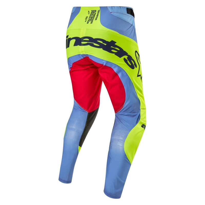Pantalones de motocross Alpinestars Techstar Ocuri azul claro-amarillo fluo-rojo