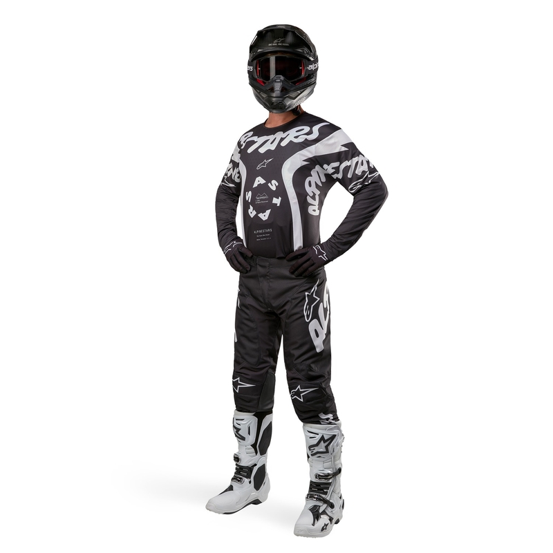 Pantalones de motocross Alpinestars Racer Hana en blanco y negro