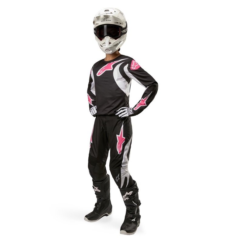 Pantalones de motocross Alpinestars Stella Fluid para mujer, color negro y blanco