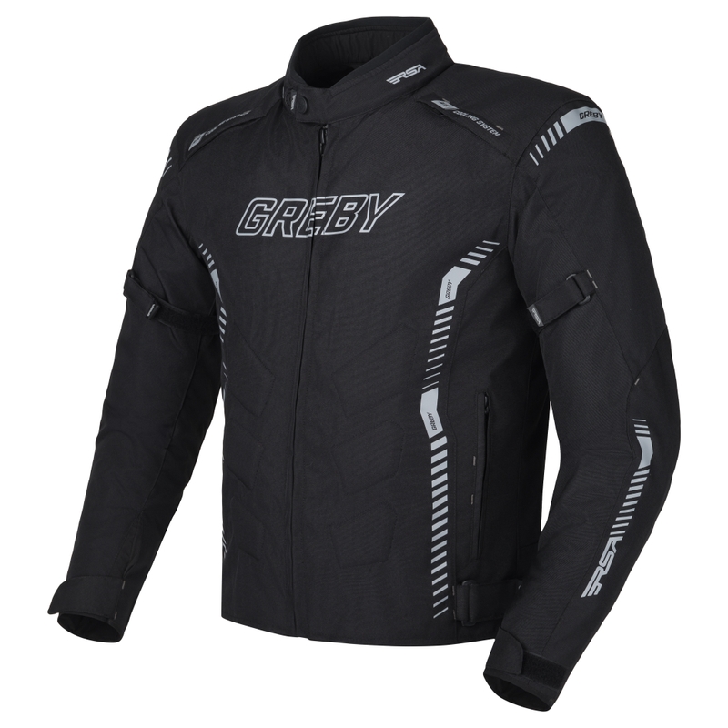 Chaqueta de moto RSA Greby 2 negra, gris y blanca