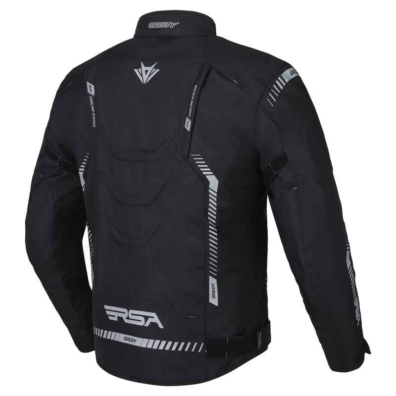 Chaqueta de moto RSA Greby 2 negra, gris y blanca